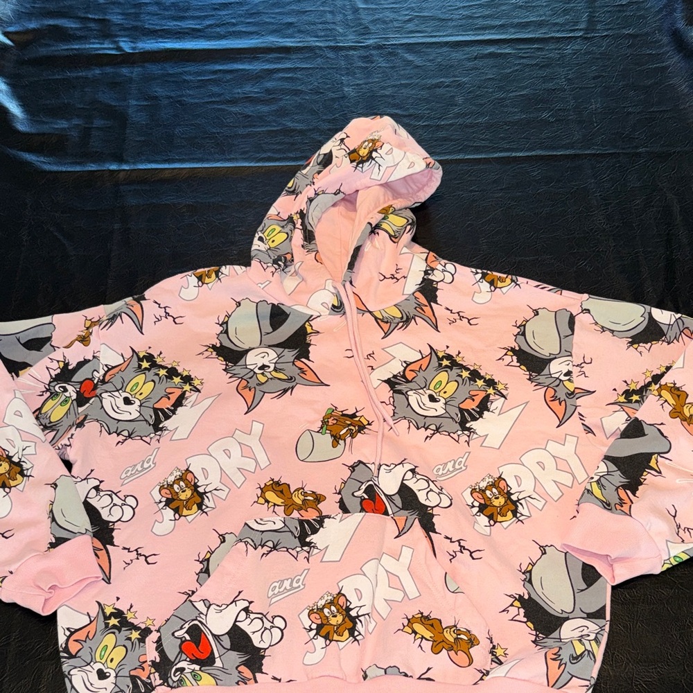Pink Cartoon Character Hoodie Tom & Jerry Size L (CL)